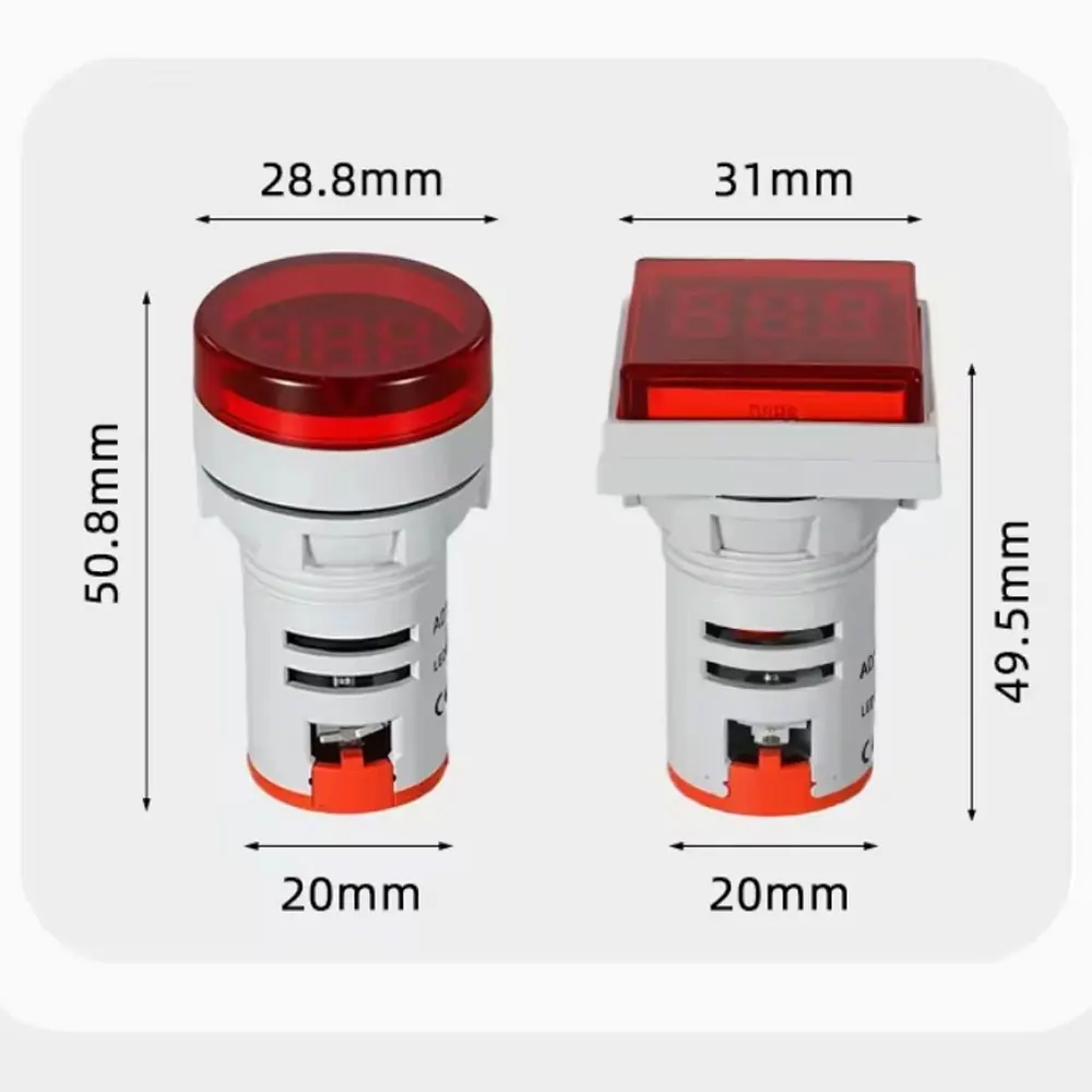 미니 LED 디지털 디스플레이 전압계 교류 60V-500V 디지털 디스플레이 표시기 조리개 22mm 신호 램프