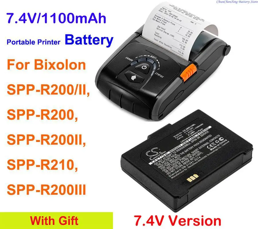 Cameron Sino 1100mah Bateria de Impressora Portátil Pbp-r200 para Bixolon Spp-r210 Spp-r200 Spp-r200iii Spp-r200ii 7.4v Versão