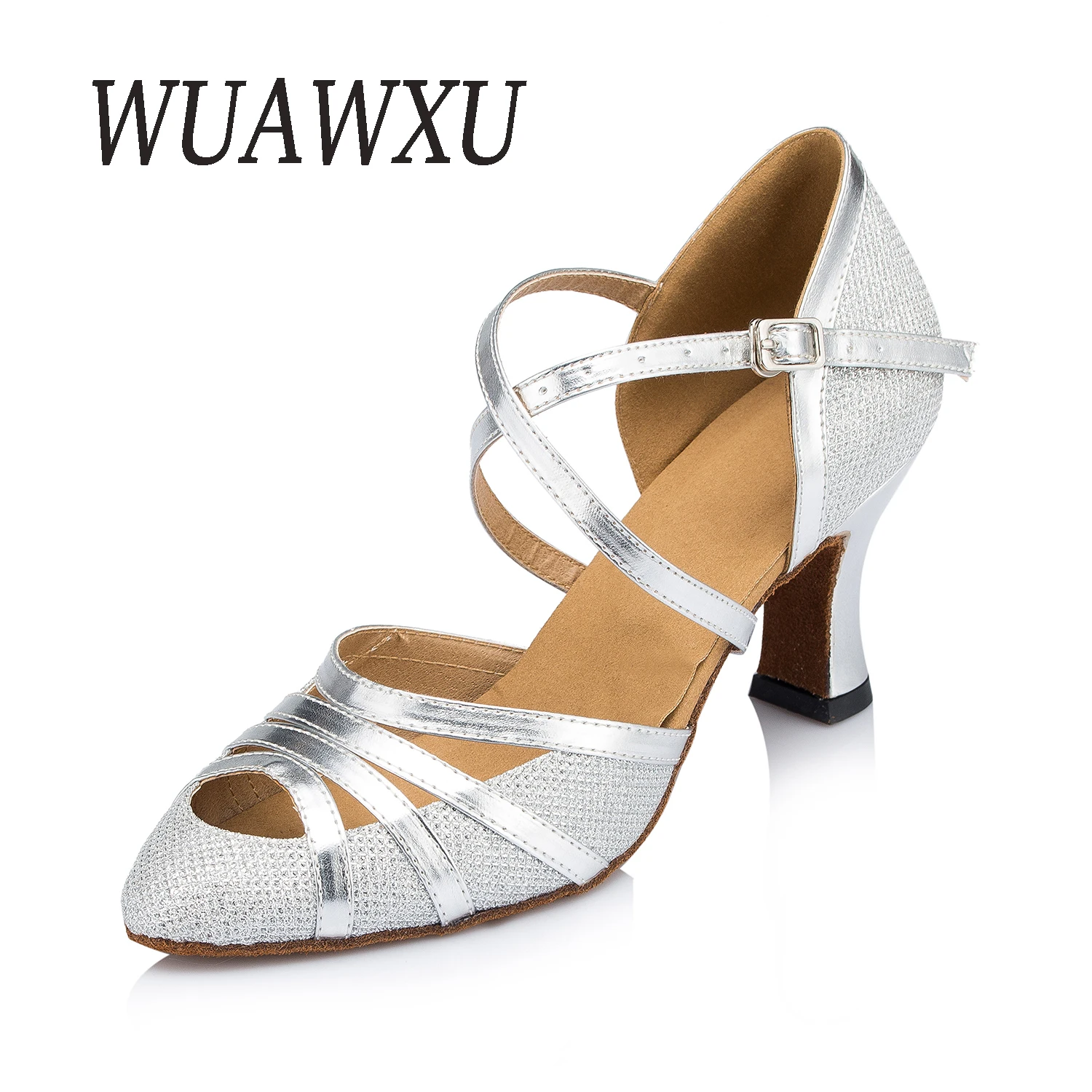 NATASHA 2023 Latin Chinese Shoes Dance Square Soft Sole Female High Heel Dance Adult Heel Social Dance New Modern Baotou Dance S