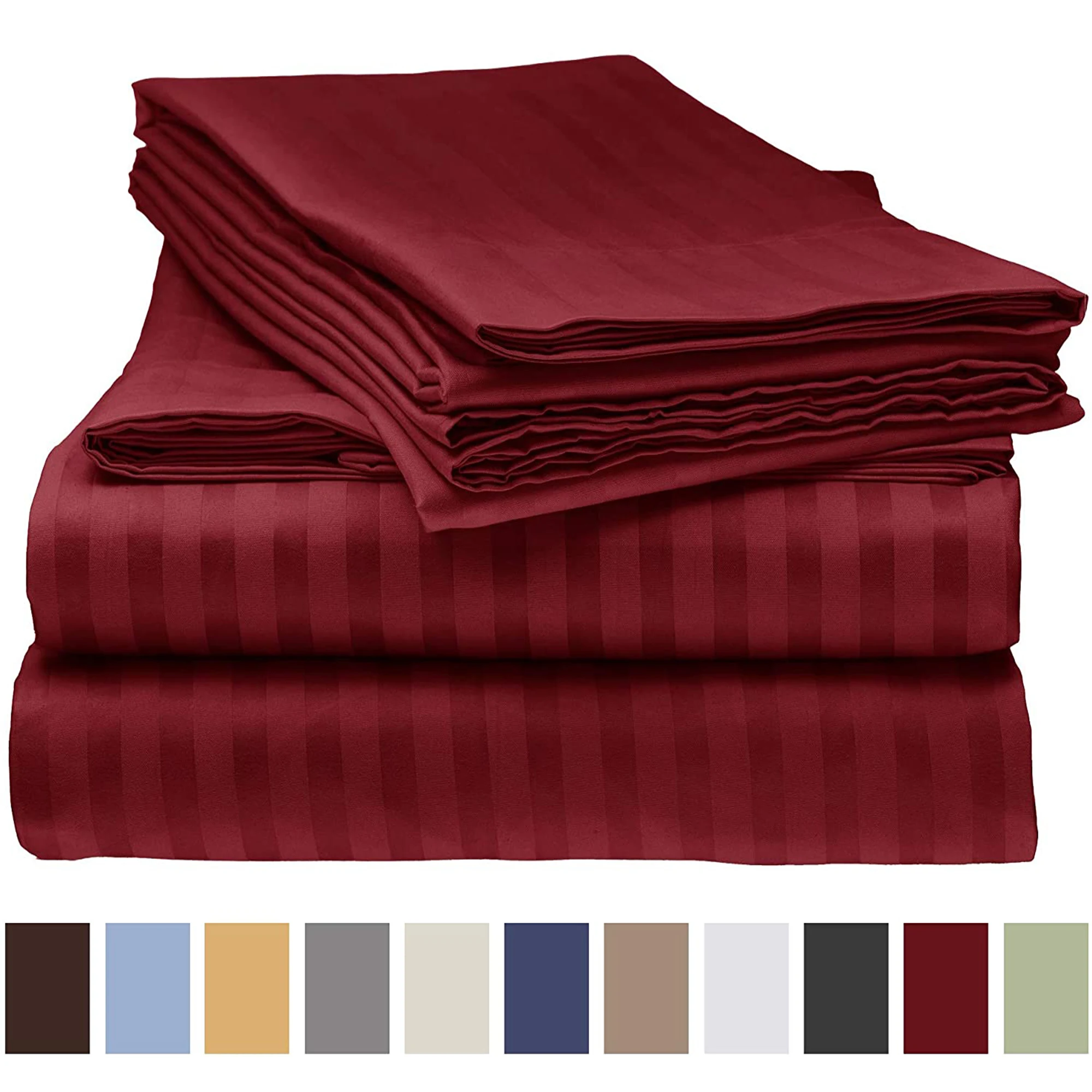 

Bed Sheets 4 Pieces Set for Bed Fitted & Flat Sheet with Pillowcase Stripe Bedding Set For Twin/Full/Queen/King Size