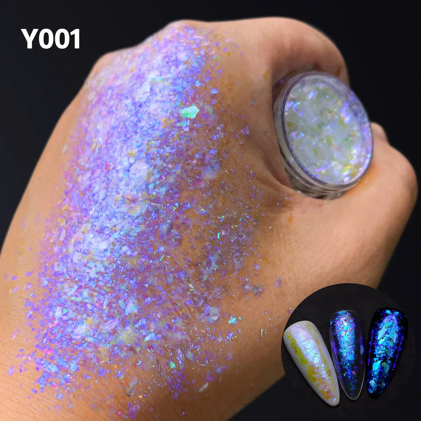 1 Box Nail powder Nail glitter Nail flakes 3D Irregular Aurora Nail Glitter Flakes Nail Chunky Sequins Holographic Opal Powder for Manicure Nails Accessories