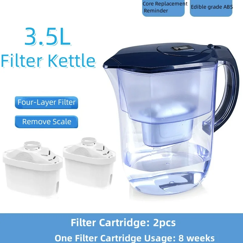 Household Filter Kettle With 2 Filter Device Alkaline Activated Carbon Water Purifier and Timer Clean Non-toxic Wate 3.5L
