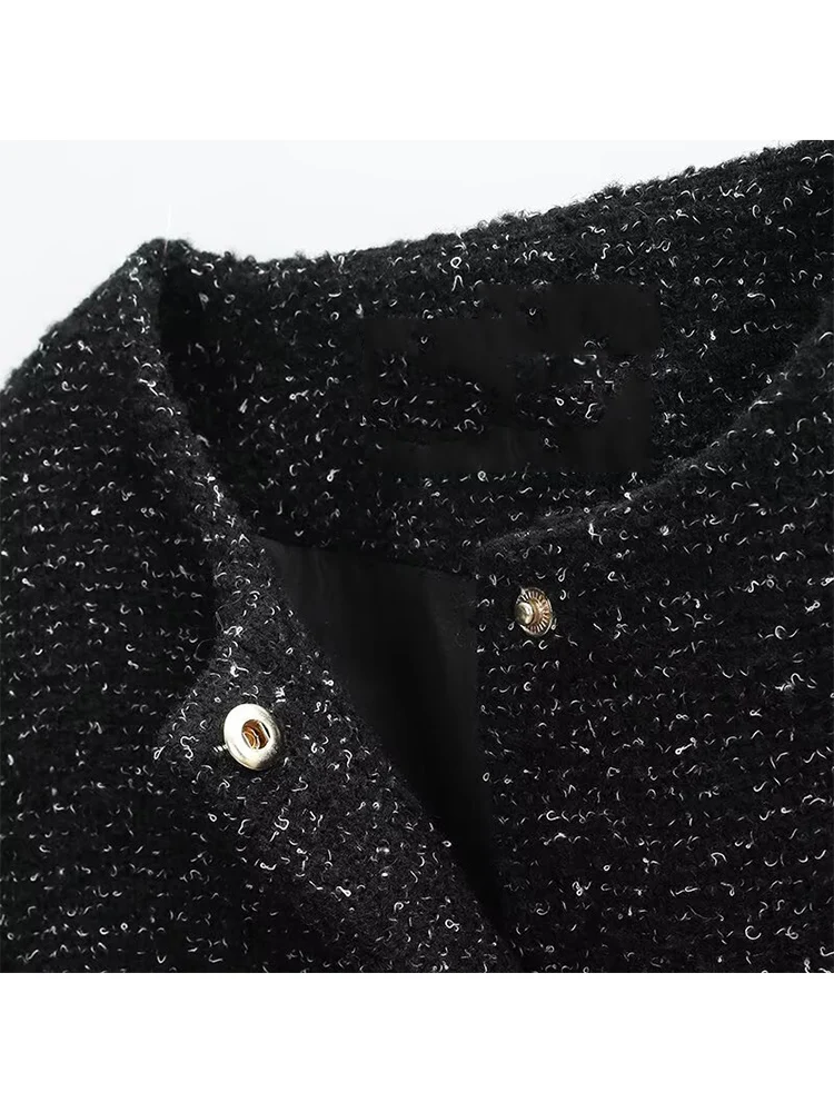 2025 Autumn Winter Women's Shorts Skirts Set Fashion Elegant Round Neck Jacket Chic Sashes Coat Commuting Texture Outfits