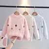 Autumn/Winter New Arrival Girls' Round Neck Floral Knit Sweater – Cozy Pullover Top for Toddlers and Kids