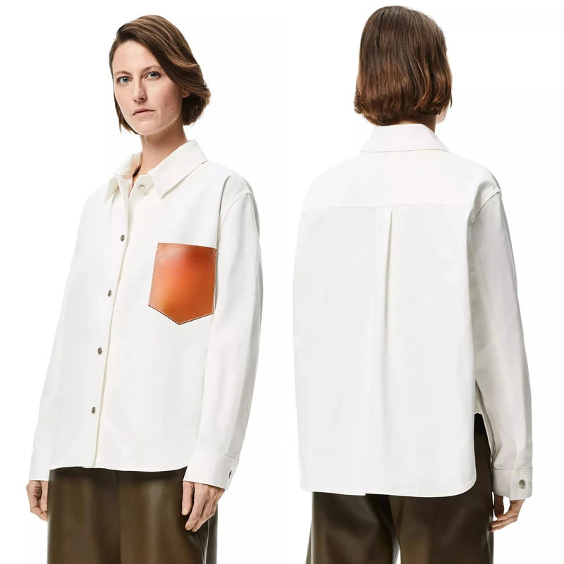 

Spring Autumn Winter Women T-shirt Fashion Long-sleeved Shirt White Cotton Casual Loose Top Classic Pu Logo Women Clothing
