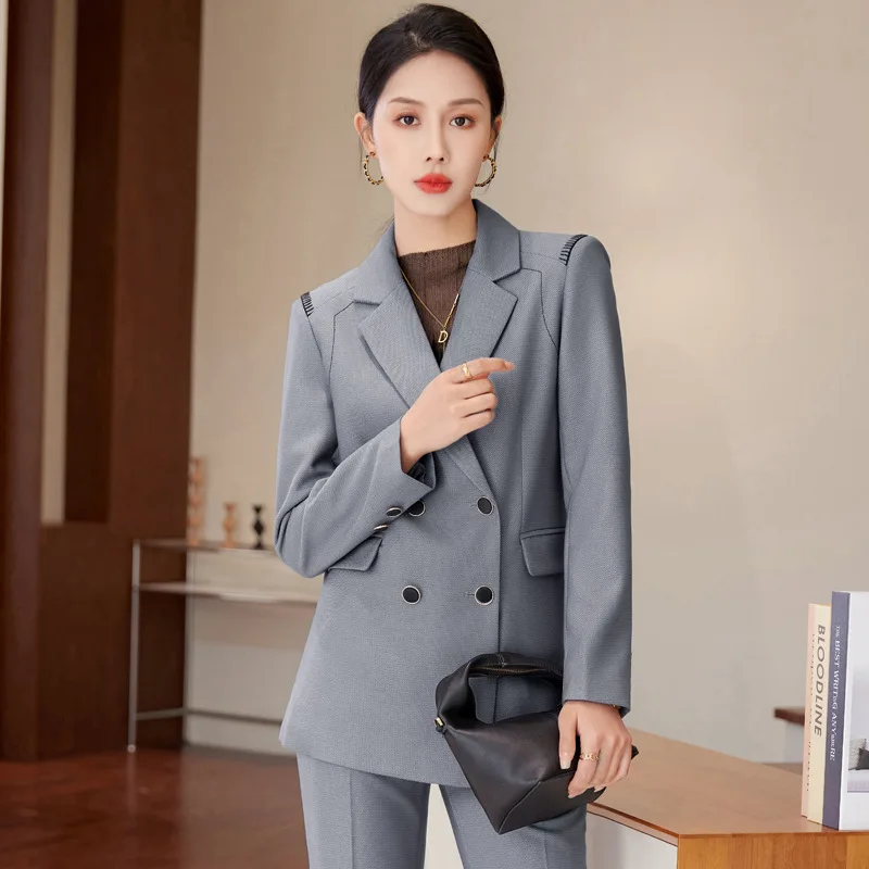 High Quality Fabric Formal Women Business Suits OL Styles Autumn Winter Pantsuits Professional Ladies Office Pants Suits Blazers