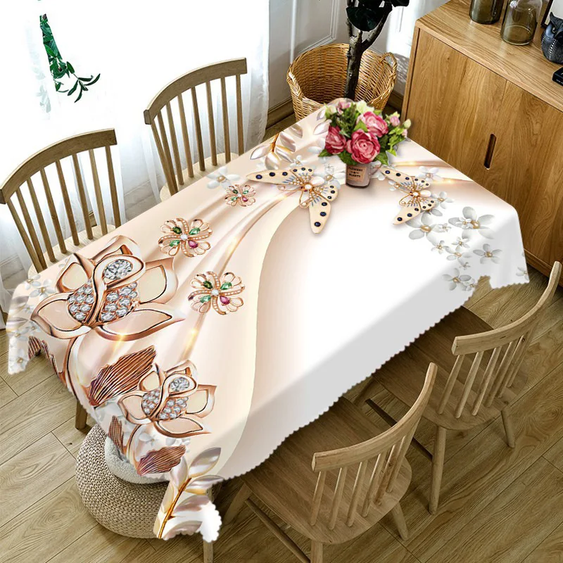 

Small fresh print dustproof household tablecloth 2024 yellow