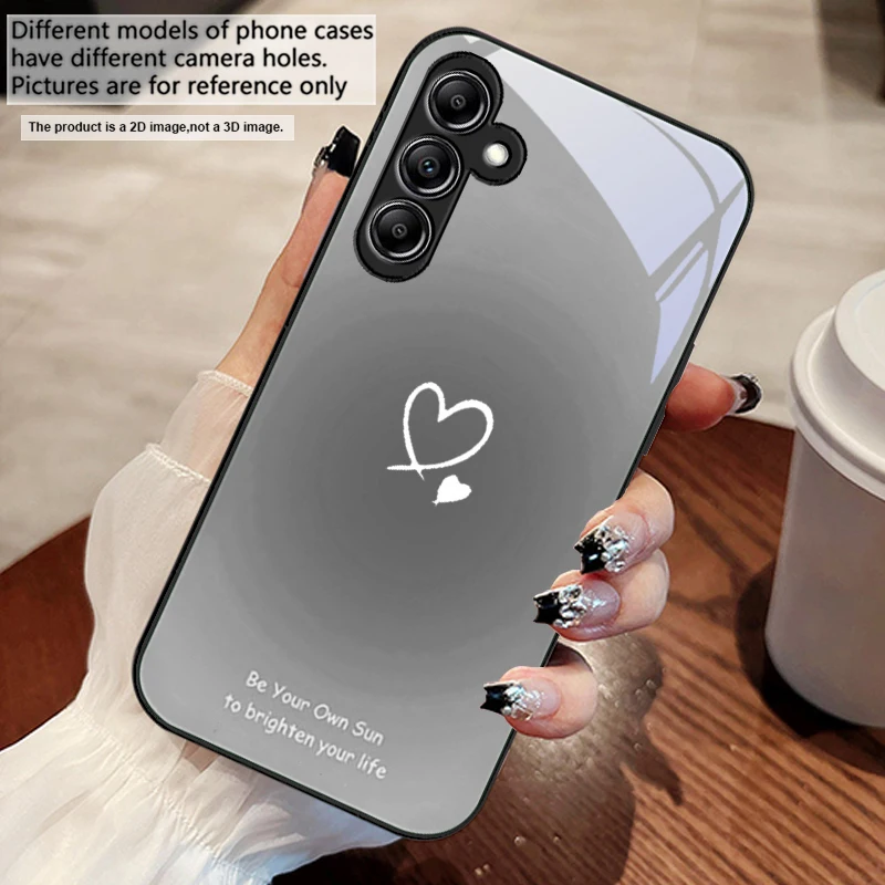 Gradient Heart Glass Phone Case