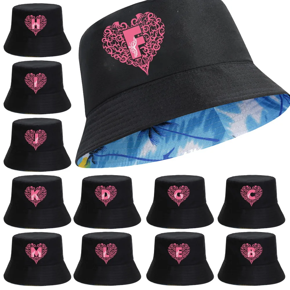 

New Four Seasons Outdoor Travel Male/female Love Letter Printing Pattern Sports Folding Sun Hat Fashion Simple Bucket Hat