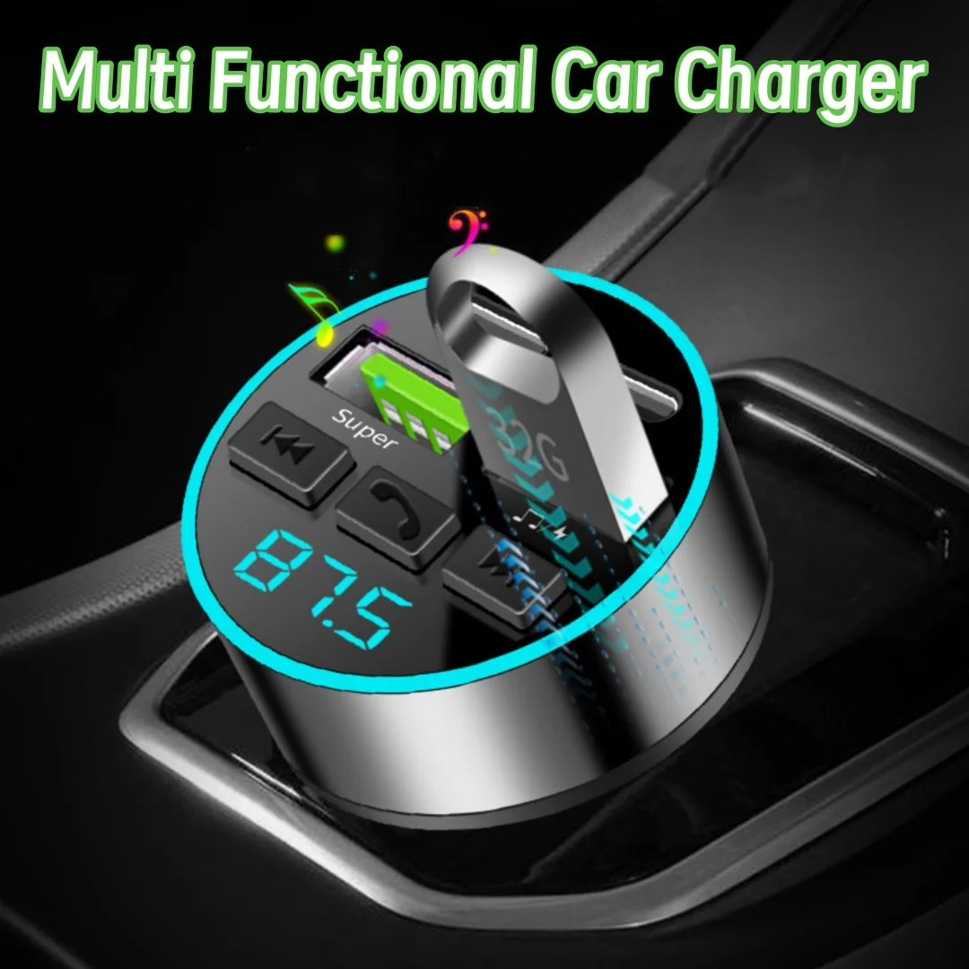 Universal Car Bluetooth Charger with Three Port Fast Charging