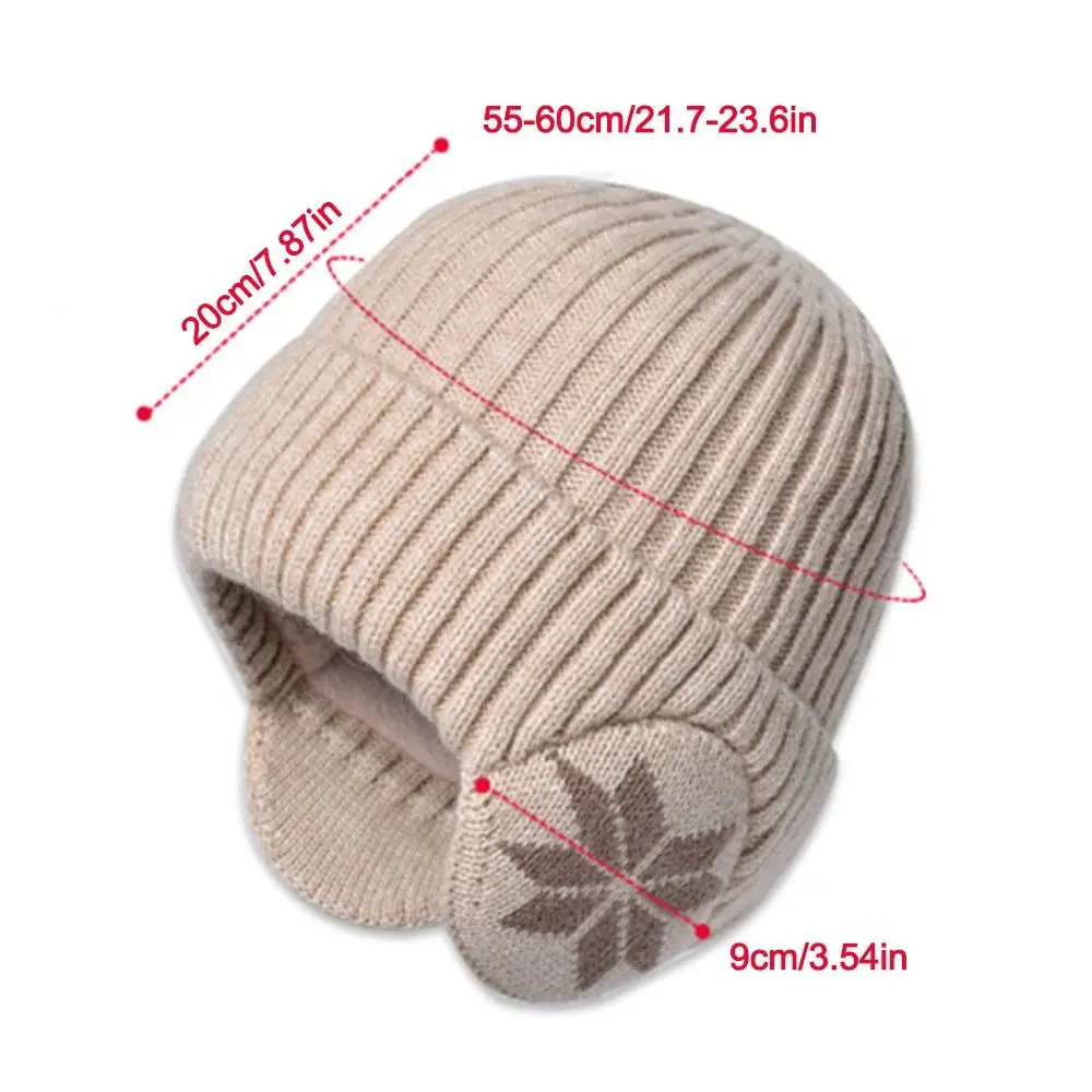 Fashion Soft Snowflake Knitted Hat Thickened Keep Warm Winter Plain Hats Windproof Beanies Cap Outdoor Cycling