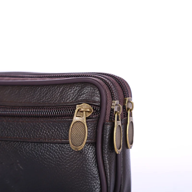 Vintage Cowhide Leather Waist Bag Fanny Pack Classic Texture Cellphone Loop Holster Men Belt Bags Mobile Phone Pouch Wallet Case 6