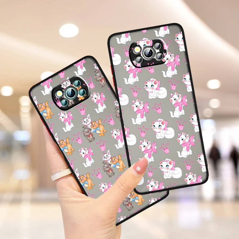 Cartoon Marie Cat Per Xiaomi Poco X5 F5 X3 M3 M5S M4 F4 C55 C50 C40 Gt Pro 4G 5G Custodia Per Telefono Traslucida Smerigliata Fundas