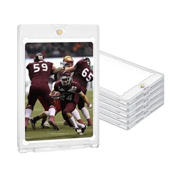 Set of 5 Premium Magnetic Card Holders with Acrylic Stands for Trading and Sports Cards Display (CLEAR without stands)