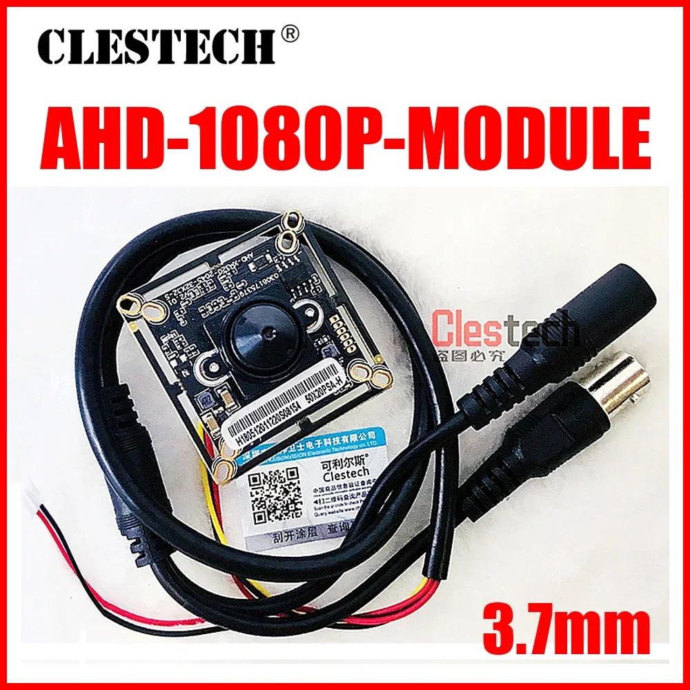 Free shipping 1920*1080p Ahd 200W Mini HD camera chip Monito board module 3.7mm lens pointed cone+Monitoring circuit bnc cable