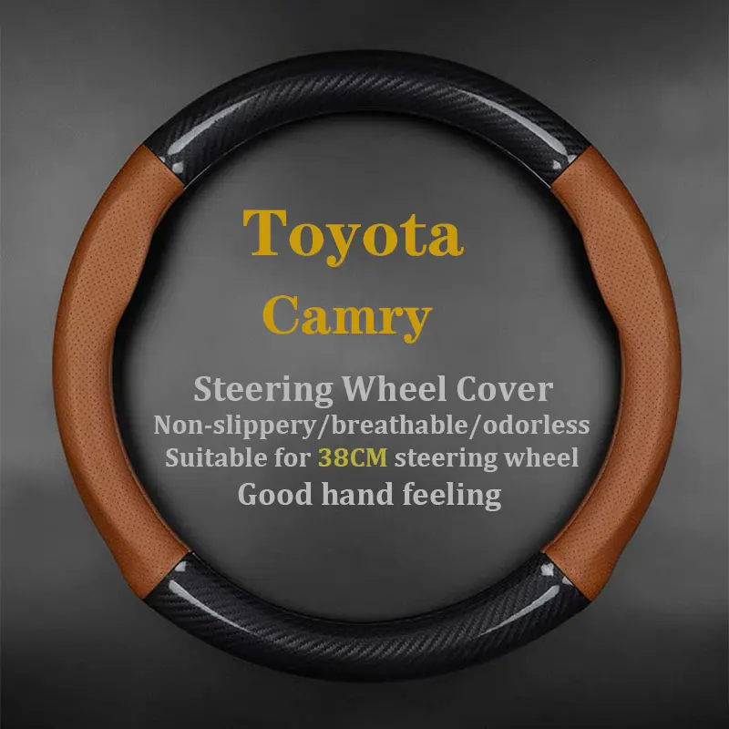 ForToyotaCamrySteeringWheelCoverLeatherCarbonFiber20E200E2