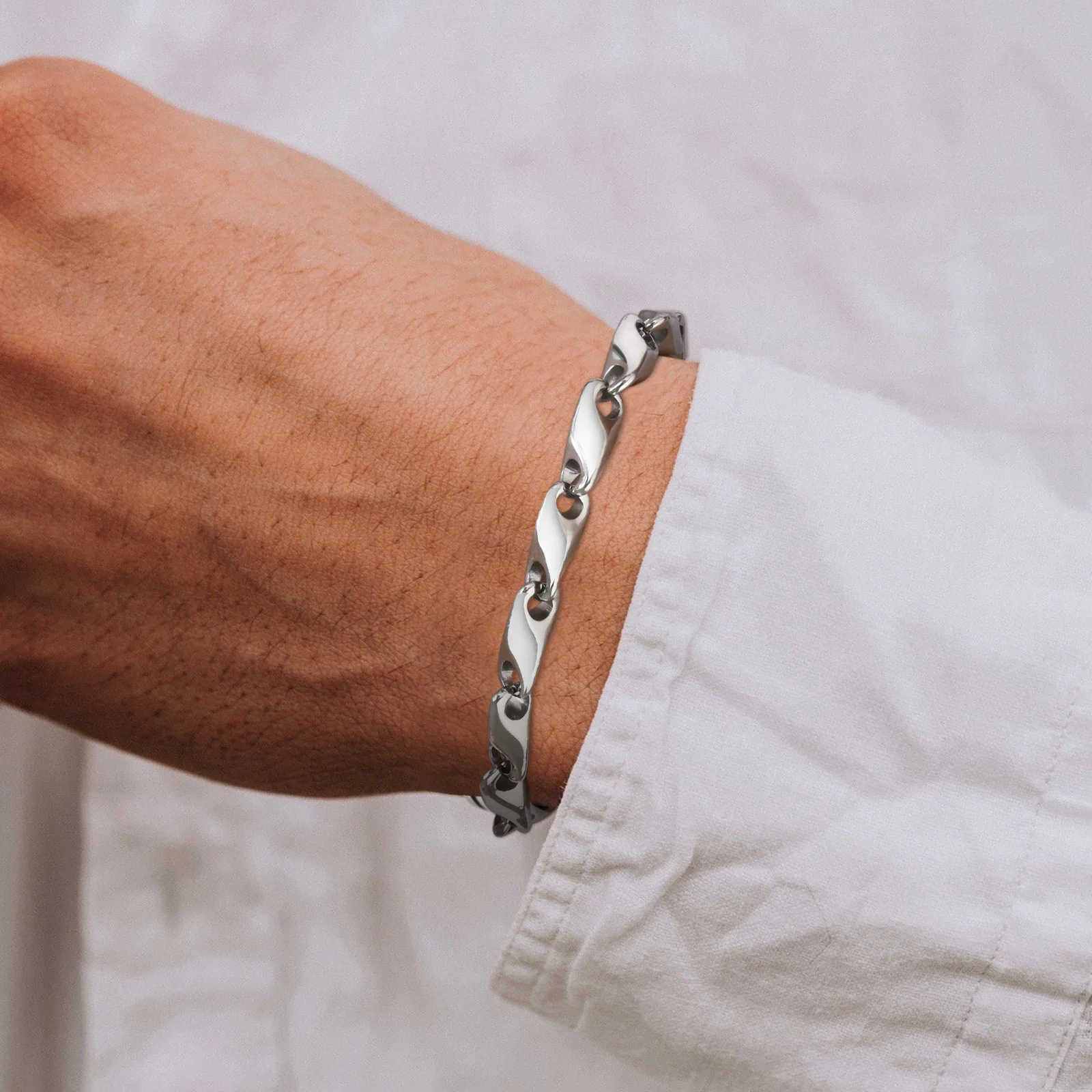 Vnox 6.4mm Stainless Steel Link Chain Bracelets for Men Women, New Fashion Casual Wristband Bracelet Gift Jewelry