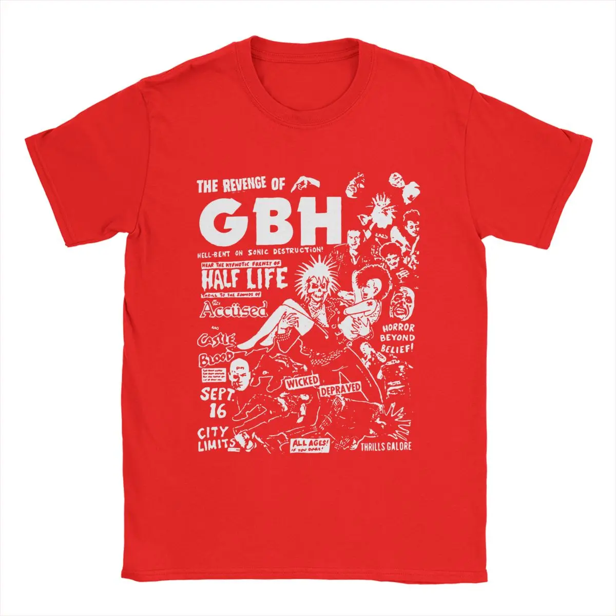 Vintage GBH Rock Band T-Shirts for Men Women Pure Cotton Tee