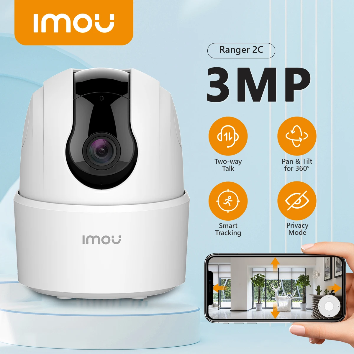 IMOU Ranger 2C 3MP Wifi Camera Surveillance Camera Wifi IP Camera Camera Module Two-way Talk 360&deg; Coverage Night Vision Smart Tracking