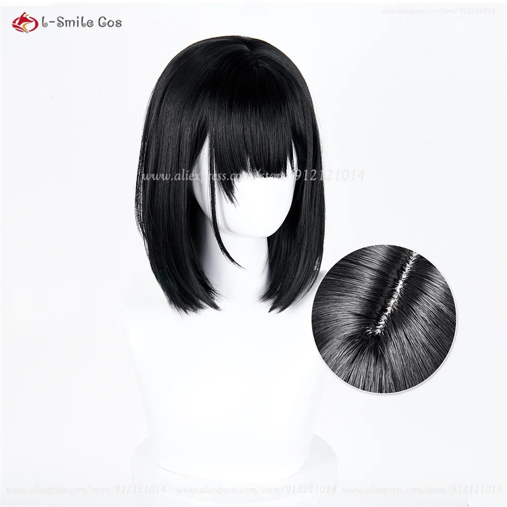 Qiao Ling Rin Jo Cosplay Perücke Schwarz Synthetik Hitzeresistent Anime Halloween 21