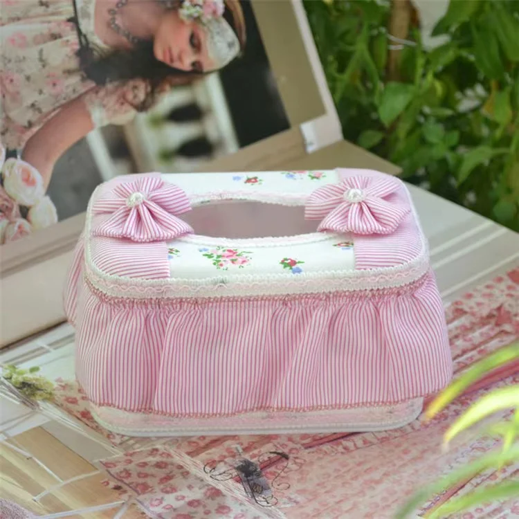 European Retro Fabric Tissue Box Lace France Style Napkin Holder WC Toilet Home Paper Case Vintage Wedding Tissues Storage Boxs 6