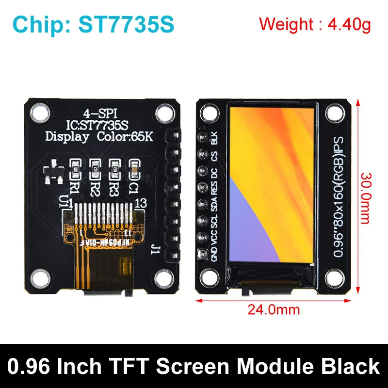 Display TFT IPS 0.96" 80x160 Pixel - 5 Pezzi ST7735S SPI Per Arduino Raspberry