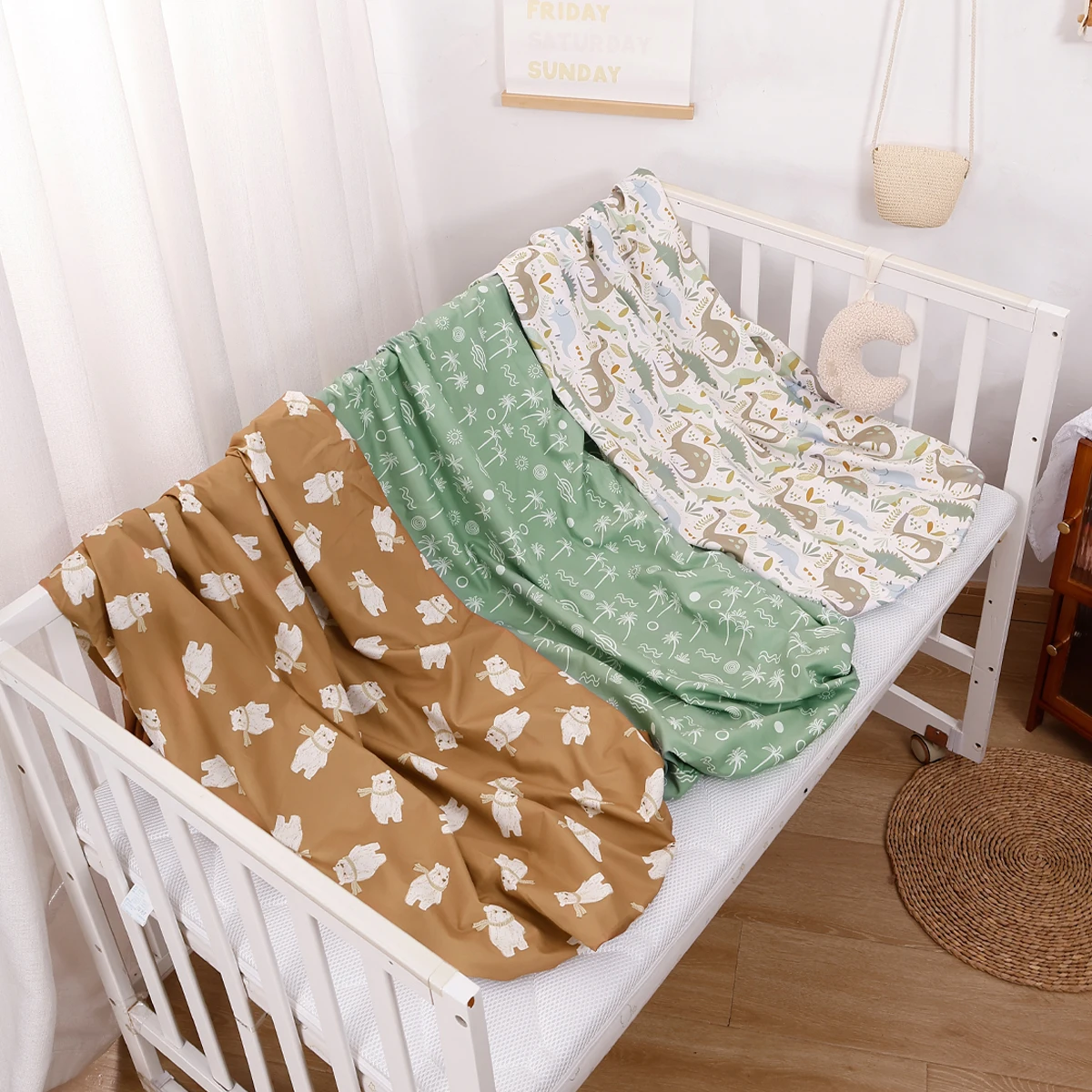 2pcs Set New Design Polyester Baby Bed Sheet Newborn Crib Bedsheet Size 70x130cm Kangobaby #My Soft Life#