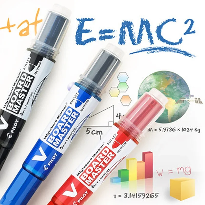 Dry Erase Markers Whiteboard Pens Pilot V Board Master Mark Pen Specialized for Whiteboard Low-odor Straight Liquid Fillable Ink