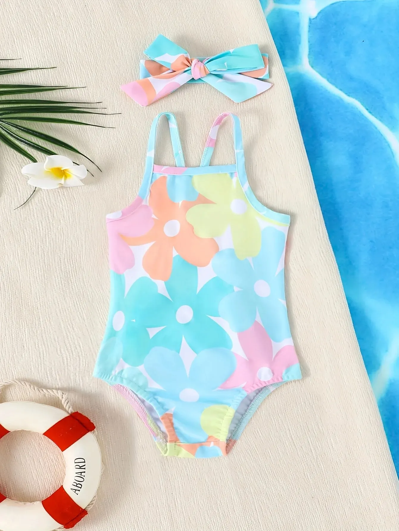 Baby Girls One-Piece Swimsuit 2-piece Comfortable Breathable Children Swimwear