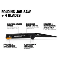 TOUGHBUILT TB-H4S5-23FU Folding Jab Saw With 4 Blades For Wood Plastic Multi Metal Includes Storage Case Reciprocating Saw 2