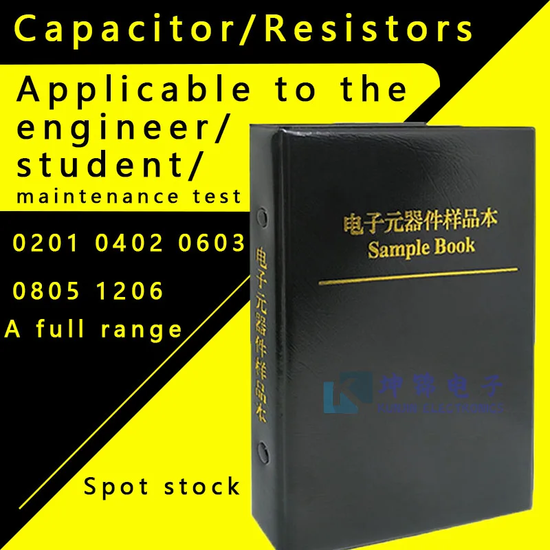 

Resistor Kit Smd Book Chip Resistor Assortment Kit 0201 0402 0603 0805 1206 1% SMT 170 Values 0R-10M Smd Resistor Sample Book