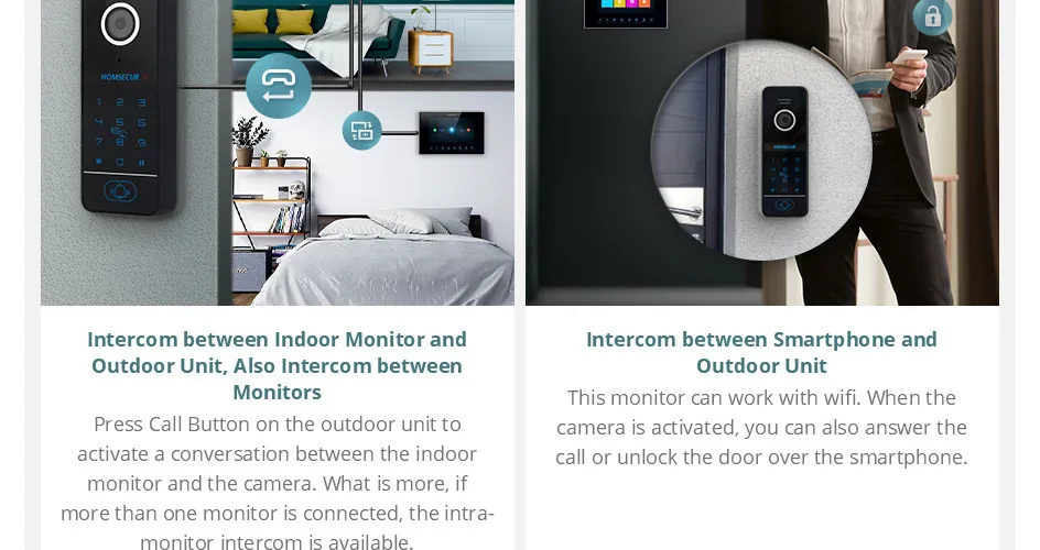 Sa5f517baf4a04d35a26dee69cd773e0es HOMSECUR 7" 4 Wire Tuya WIFI HD Video Doorphone Entry Intercom Password/Card Doorbell Camera Monitoring Recording Snapshot