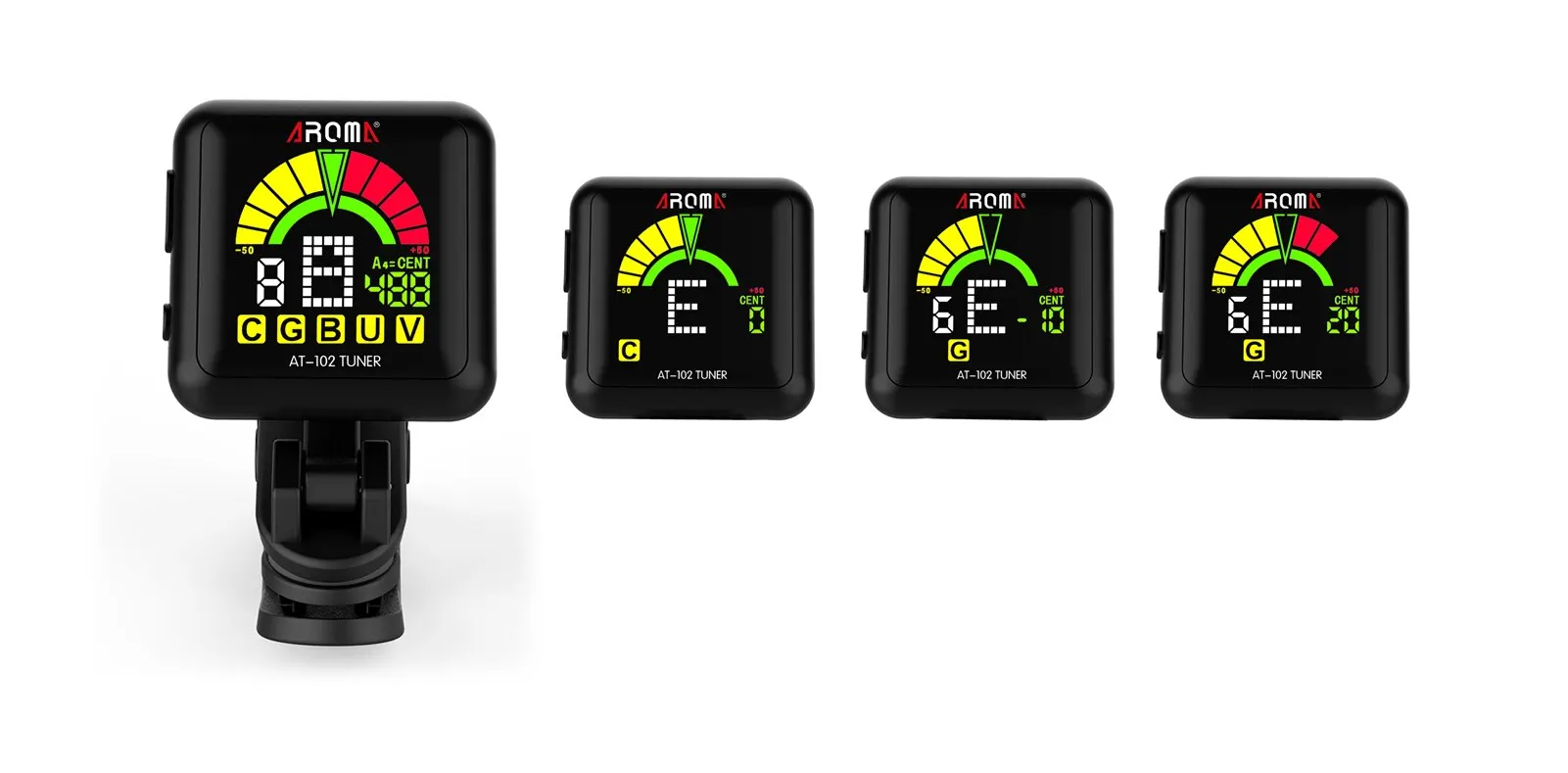 Description Picture 3 of itemAroma Guitar Tuner, Violin Tuner Guitar Clip‑on Tuner USB Rechargeable Built‑in Battery Violin Ukulele Tuner AT‑102 Black