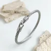 Creative wire rope and hook-shaped stainless steel 18K women's bracelet, light luxury and versatile wear 2