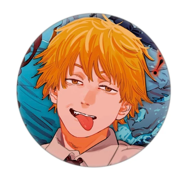 4 peças de bonecos de desenho animado, motosserra, Denji Pochita, broche  Makima Power Badge Cosplay, 39*32mm, Zinco, Sem pedras preciosas