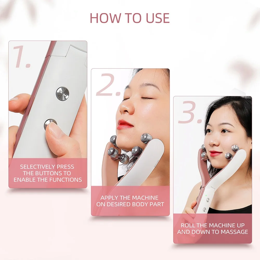 3-IN-1 Electric Face&Body Slimming V-shape Massager RF Skin Lifting Rolling Slimmer Anti-Cellulite Double Chin Fat Remove Roller