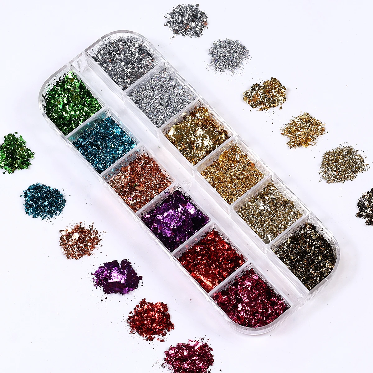Double Color Gold Foils Nail Glitter Sparkles – Gorgeous Irregular Aluminum Flake Decoration