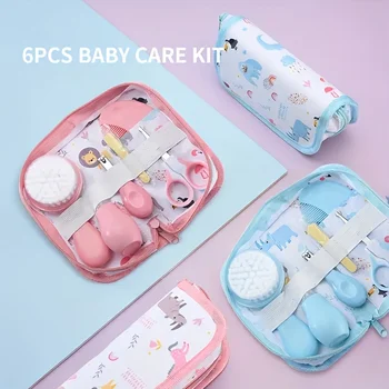 Set di borse in tessuto per la cura quotidiana del bambino, aspiratore nasale e tagliaunghie, combo con disegni animati, forniture igieniche per neonati, kit portatile per la cura del bambino