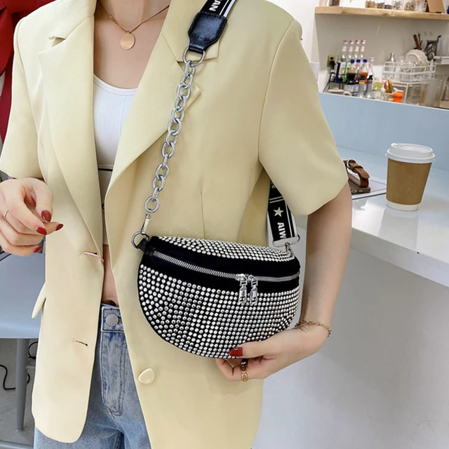 Women's Chain Fanny Pack PU Leather Waist Bag Shoulder Crossbody Chest Bags  Luxury Designer Handbag Female Belt Bag Phone Purses - AliExpress