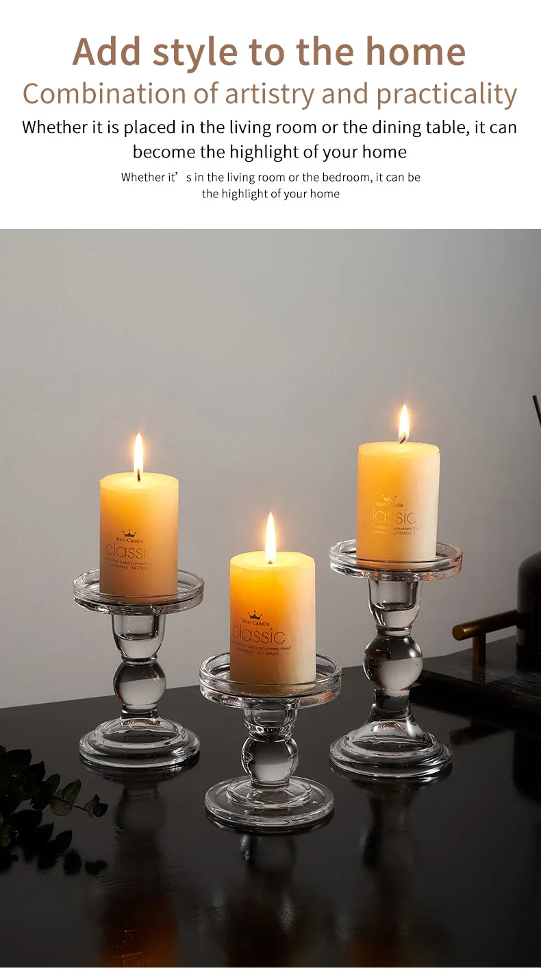 New Classical Style Waist Shape Crystal Glass Candle