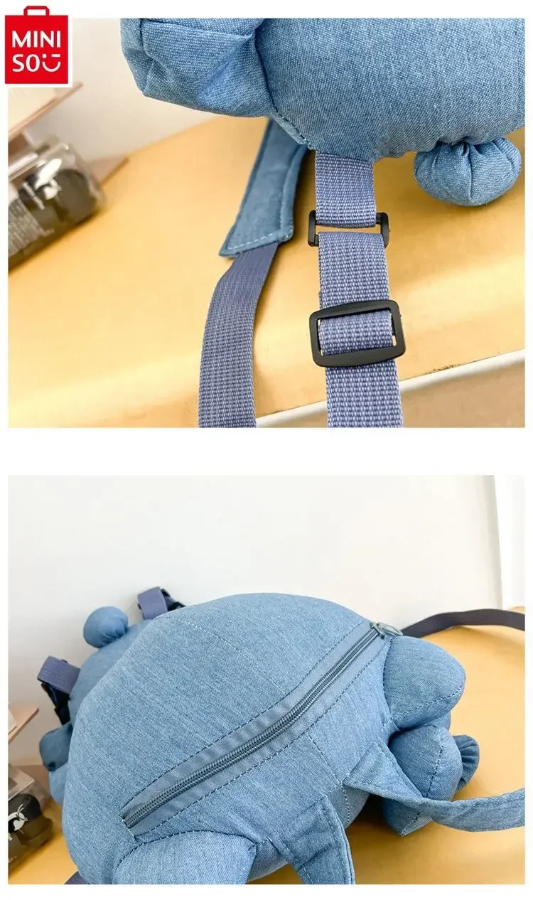 MINISO Sanrio HelloKitty Butterfly Sweet Doll Backpack Women's Retro Fashion Denim Multi functional versatile Storage Backpack