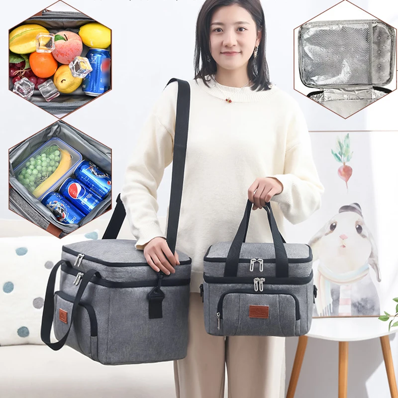 

Двухслойная изоляционная сумка для пищевых продуктов для пикника на открытом воздухе, водонепроницаемая и утолщенная сумка для Ева для сохранения свежести, сумка для еды с изоляцией для автомобиля