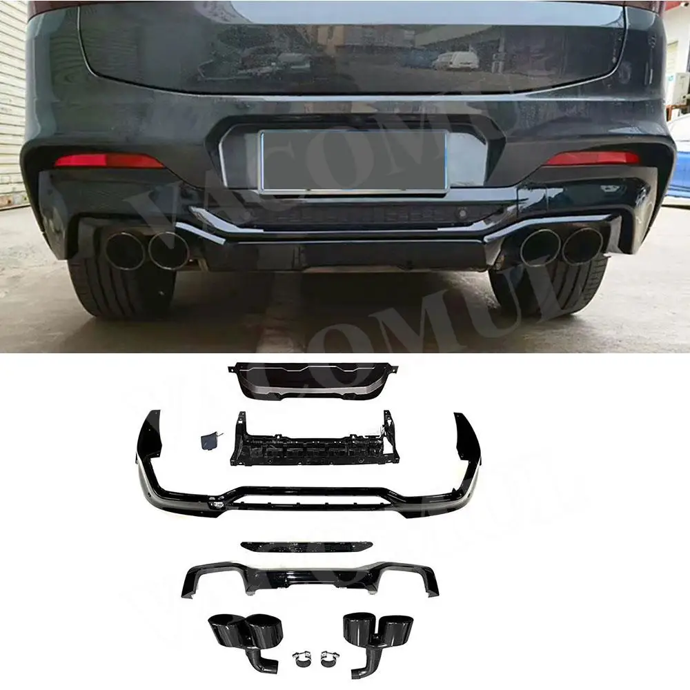ABS-Gloss-Black-Rear-Bumper-Diffuser-with-Stain-Steel-Exhaust-Tips-for ...