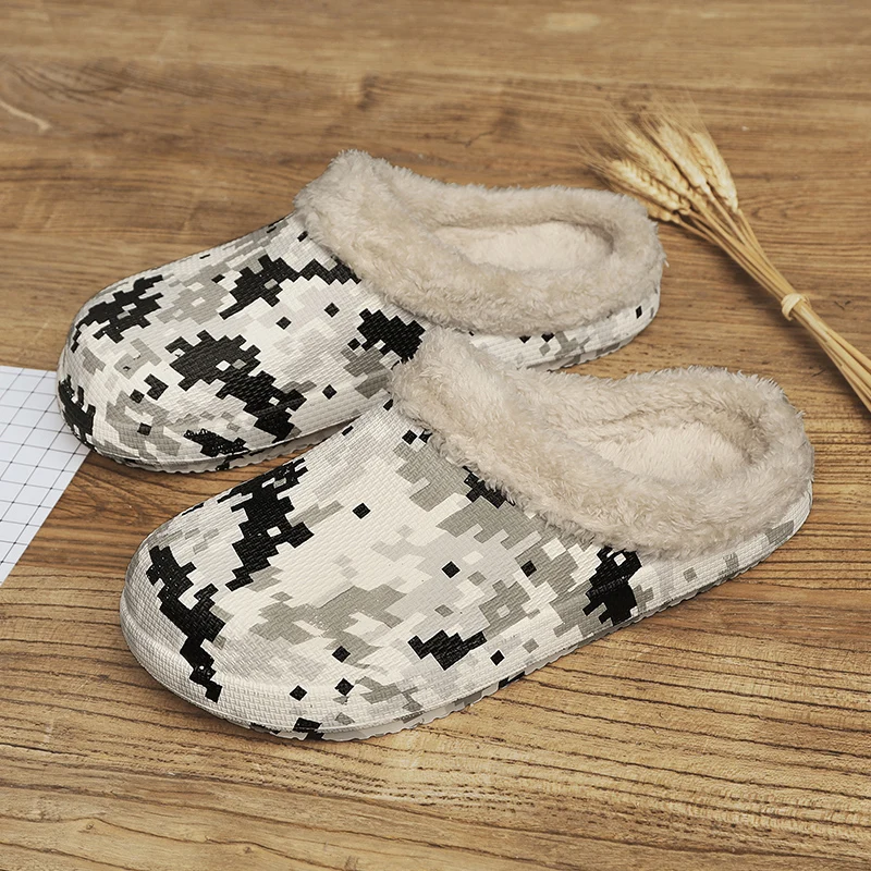 Men Slippers Winter Warm Furry Slippers Waterproof Indoor Home Cotton Shoes Fur Loafers Casual Plush Shoes