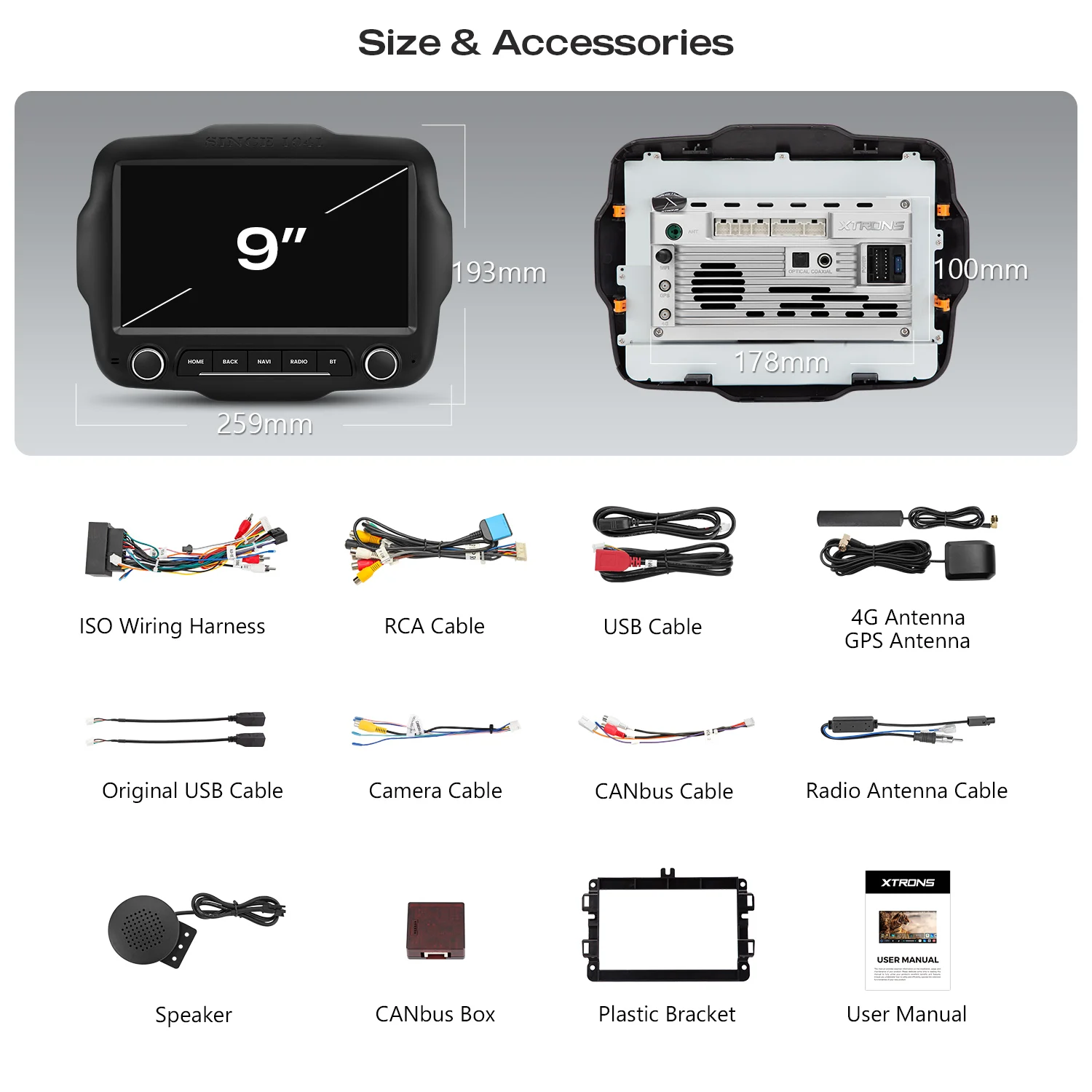 XTRONS Reproductor Multimedia para Auto de 9'' con Android 14 para Jeep Renegade 2015-2020, Estéreo con Carplay Inalámbrico Integrado, GPS para Auto, 8 Núcleos, 8+128GB 6