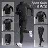 Sport 1-5 PCS Sets Workout Men's Quick Dry Jacket Suit Fitness Running Sets Sports Jogging Pants Workout Sportswear Track Suit 1