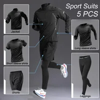 Sport 1-5 PCS Sets Workout Men's Quick Dry Jacket Suit Fitness Running Sets Sports Jogging Pants Workout Sportswear Track Suit 1