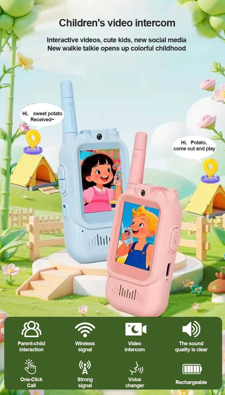 Video walkie talkies for kids, 2 pack