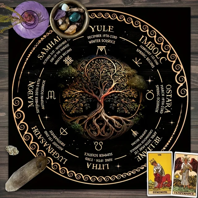 نسيج المذبح، الرموز الروحية، الممارسات الوثنية، العرافة، علم التنجيم، قراءات التارو، حصيرة الزخرفية 2