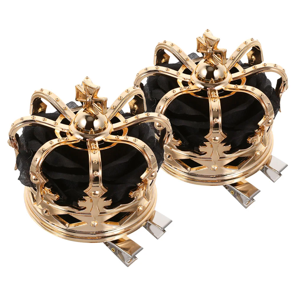 

2 Pcs Halloween Crown Hair Clip Party Decor Girls Headdress Barrettes Cloth Accessories